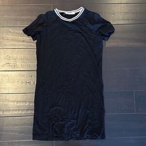 Black T-Shirt Dress with White Trim